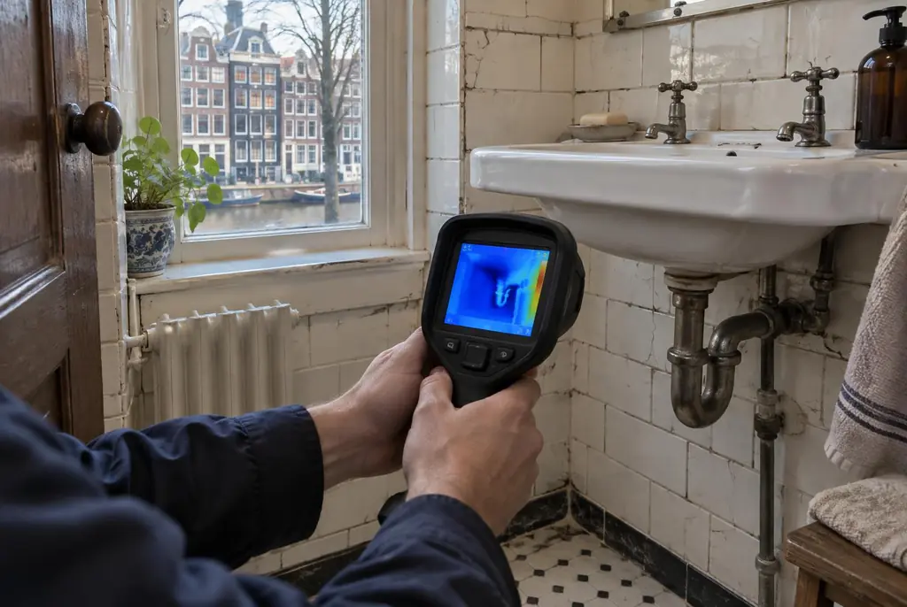 Lekdetectie Ridderkerk – badkamer met oude leidingen achter de tegels