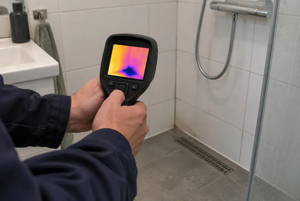 Lekdetectie Ridderkerk – lekdetectiespecialist met warmtebeeldcamera in een badkamer