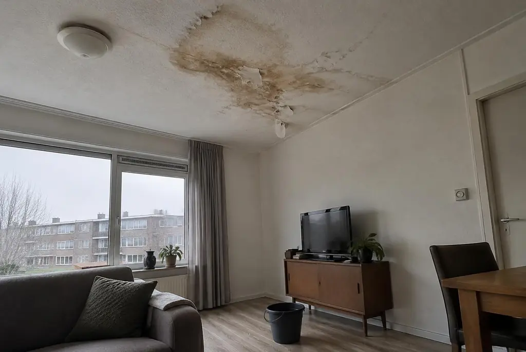 Lekdetectie Ridderkerk – vochtplek op het plafond onder een badkamer